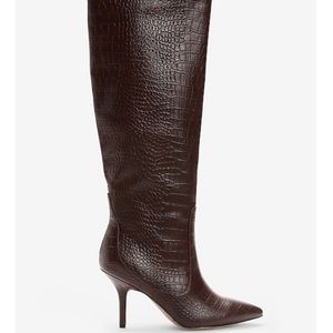 Faux leather high heel boots